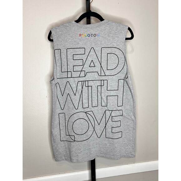 Peloton Lead With Love Sleeveless Graphic Tank Top Gray Men's Size Medium NWOT - Picture 3 of 5